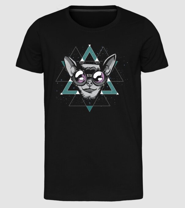 Tricou cu Câine Chihuahua model negru pe tricou