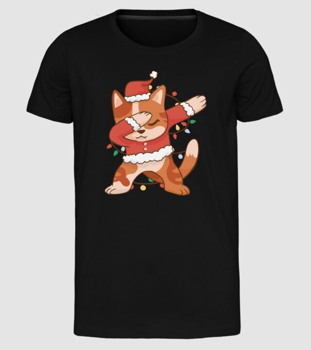 Pisică Crăciun DAB model negru pe tricou