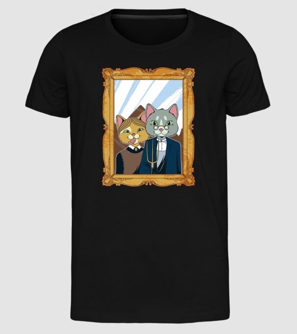Portret Pisică model negru pe tricou
