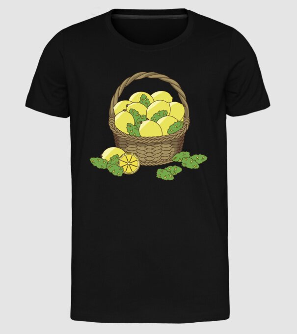 Coș de lămâi model negru pe tricou