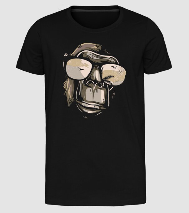 Cool Monkey model negru pe tricou