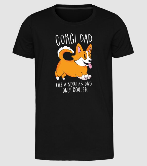 Tată de Corgi model negru pe tricou