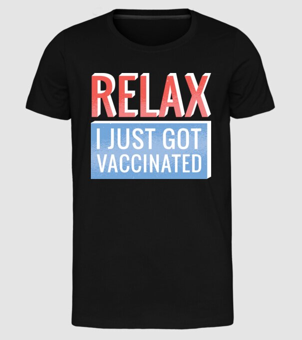 Fii calm, sunt vaccinat model negru pe tricou