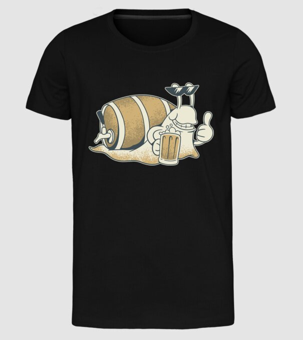 Melc cu bere model negru pe tricou