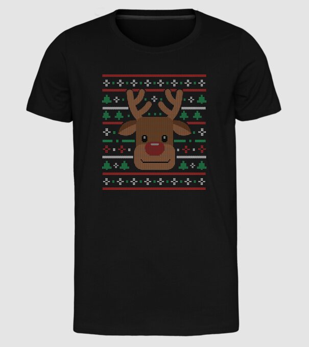 Tricou cu ren pulovăr urât model negru pe tricou