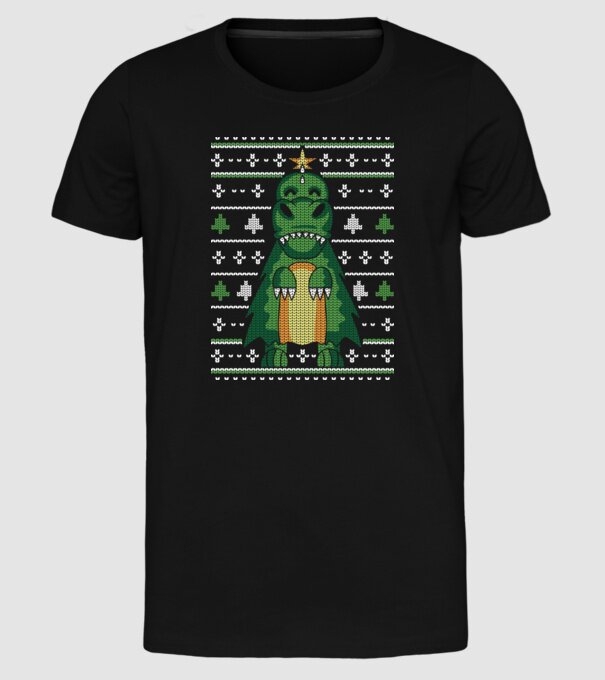 T-rex cu pulovăr urât model negru pe tricou