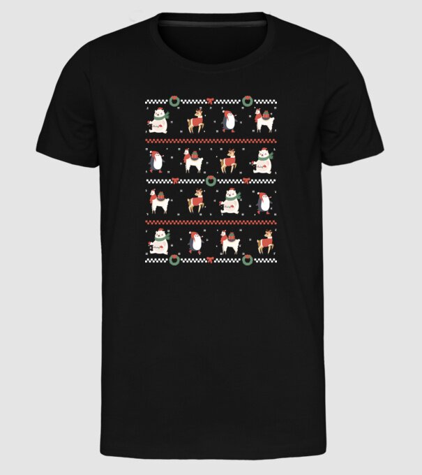 Pulover urât cu Animale drăguțe model negru pe tricou