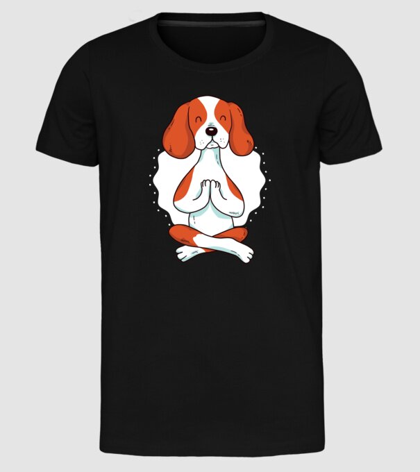 Yoga Drăguț Câine Beagle model negru pe tricou