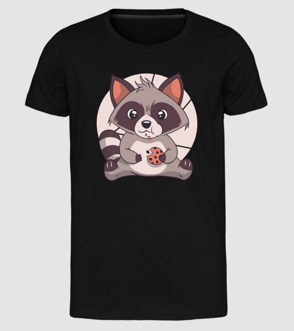 Tricou raton drăguț mâncând biscuiți model negru pe tricou