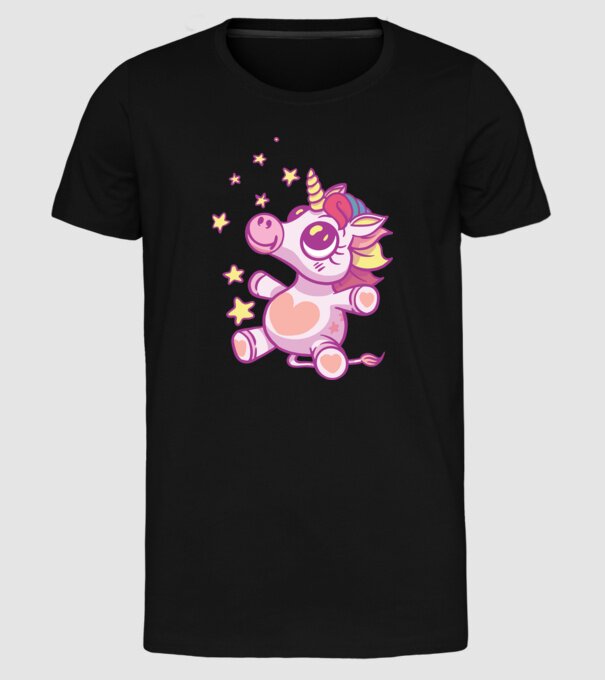 Unicorn drăguț model negru pe tricou