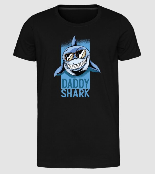 Daddy Shark tricou pentru tata model negru pe tricou