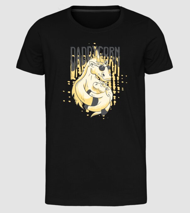 Daddycorn - Tată Unicorn model negru pe tricou