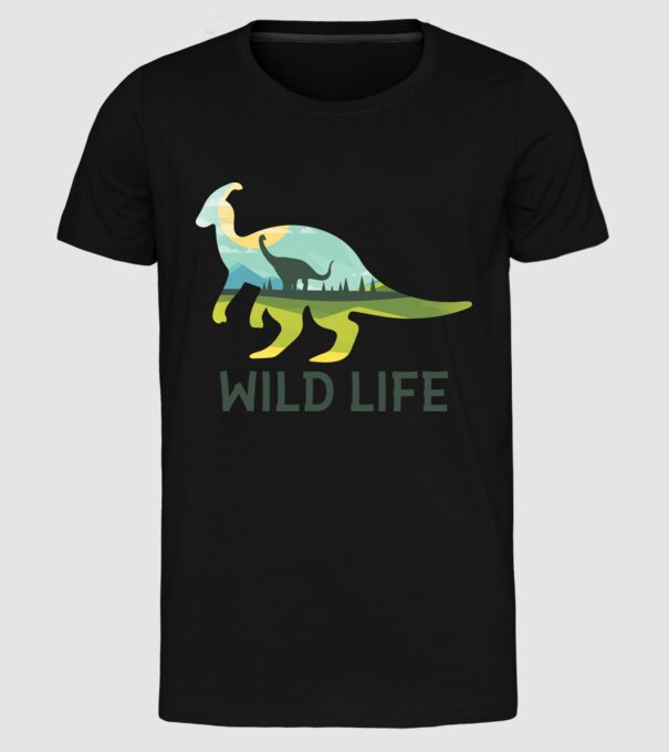 Dinosaur model negru pe tricou