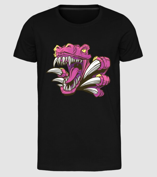 Gheare de dinozaur model negru pe tricou