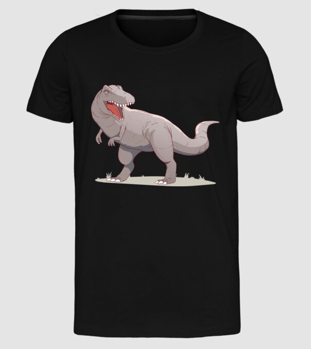 Dinozaur T-rex model negru pe tricou
