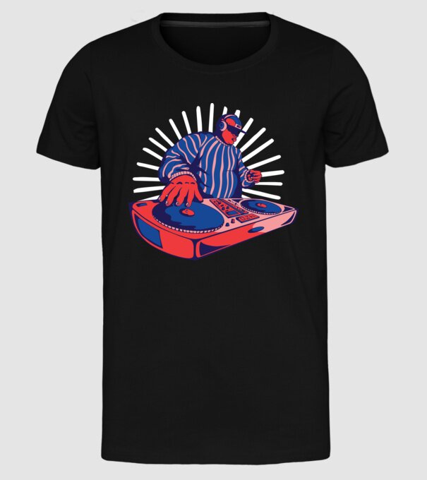 DJ disc jockey model negru pe tricou