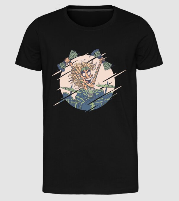 Baterist model negru pe tricou