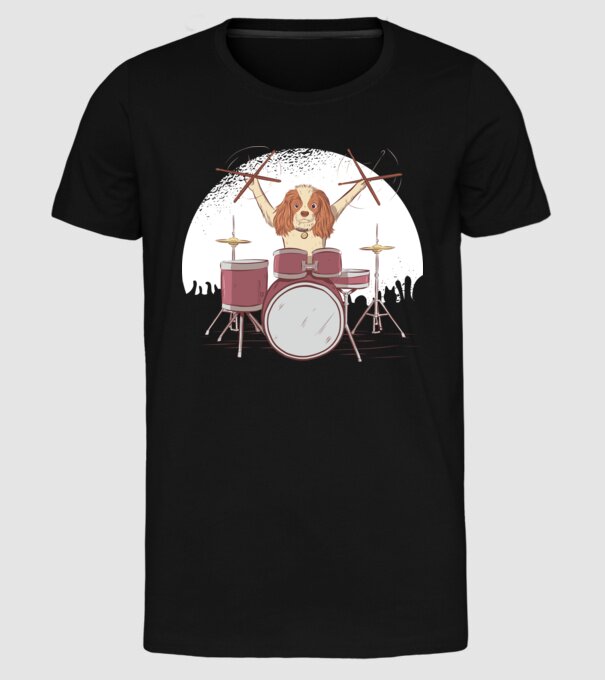 Câine Baterist model negru pe tricou