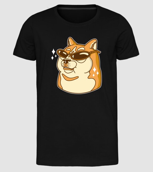 Doge Coin model negru pe tricou