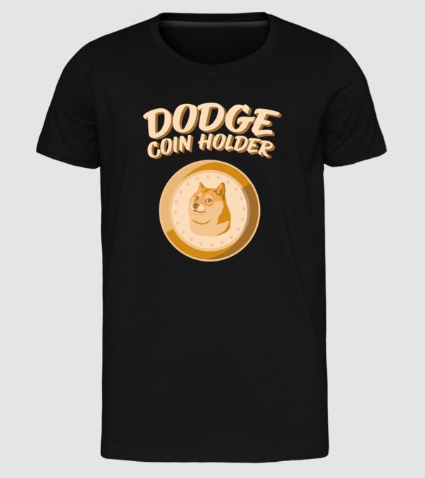 Doge Coin Holder model negru pe tricou