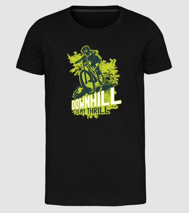 Downhill Is My Thrill tricou bicicletă model negru pe tricou