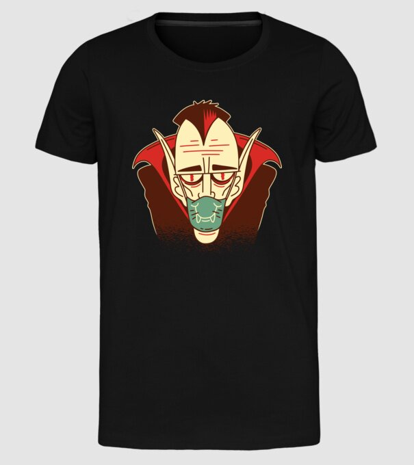 Dracula în mască model negru pe tricou