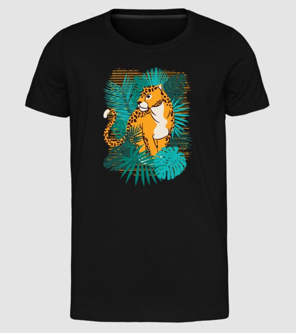 Jaguar junglă model negru pe tricou