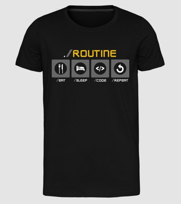 Eat sleep code repeat - rutină zilnică developer model negru pe tricou