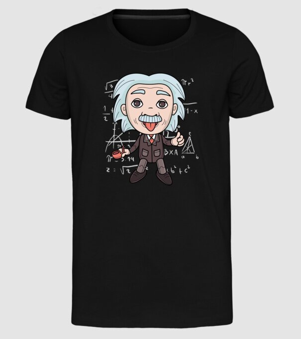 Caricatură Einstein model negru pe tricou