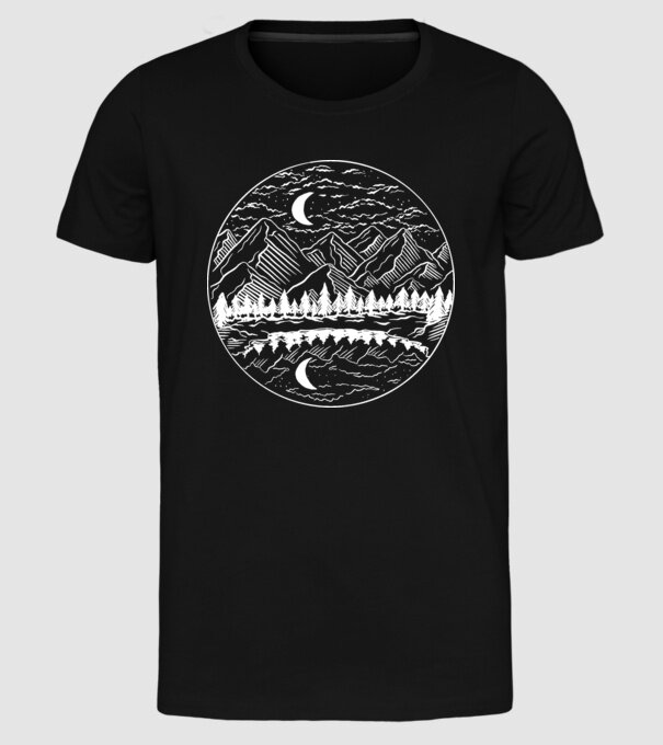 Peisaj de Noapte model negru pe tricou