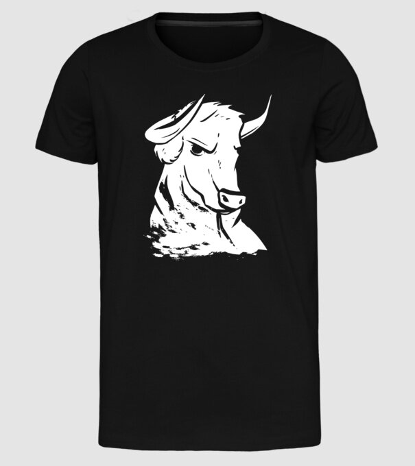 Taur puternic model negru pe tricou