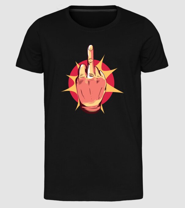 Tricou arată degetul model negru pe tricou