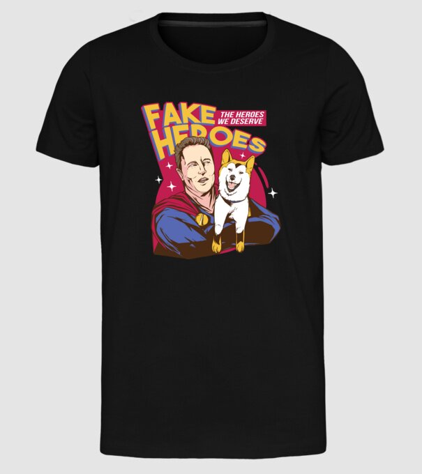 Fake Hero Elon Musk model negru pe tricou