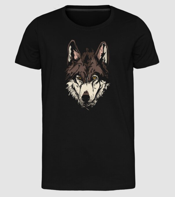 Cap de lup model negru pe tricou