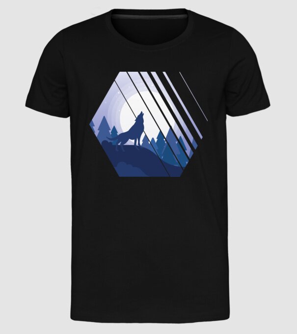 Urlet de lup model negru pe tricou
