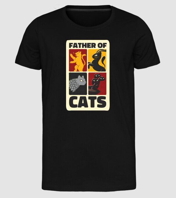 Father of Cats Game of Thrones parodie model negru pe tricou