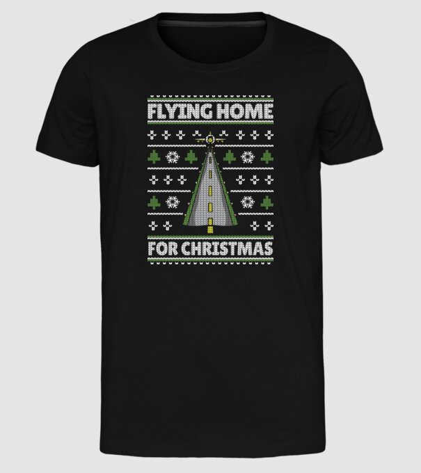 Flying Home for Christmas Pulover urât model negru pe tricou