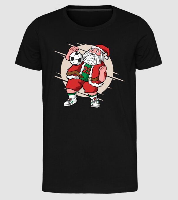 Moș Crăciun Fotbalist model negru pe tricou
