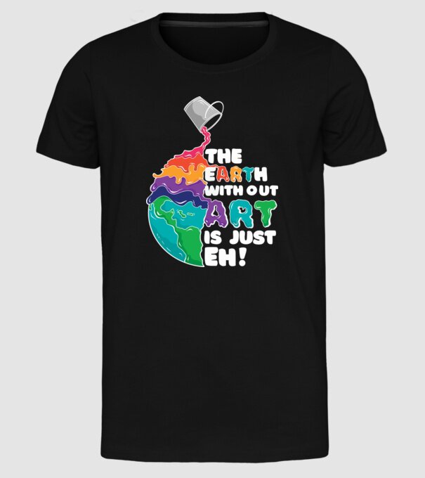 Pământ Artă model negru pe tricou