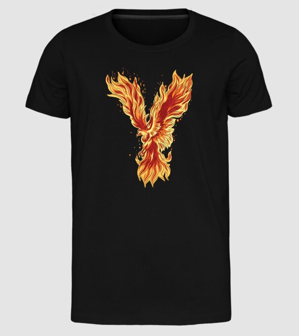 Pasărea Phoenix model negru pe tricou