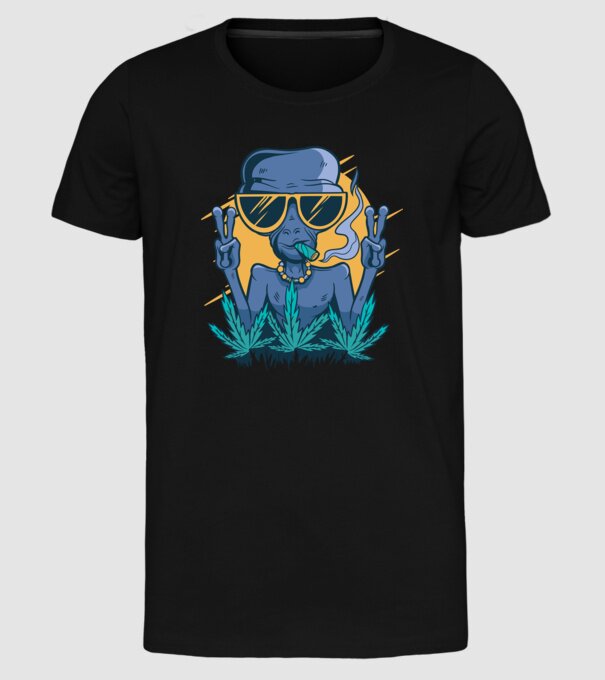 Alien drogat model negru pe tricou