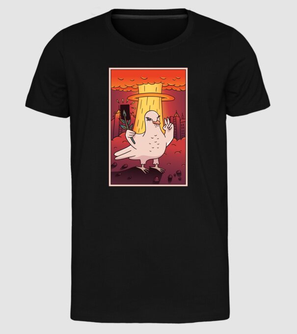 Selfie Porumbel Bombă nucleară model negru pe tricou