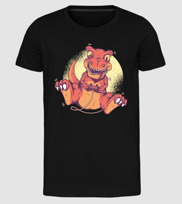 Dinozaur Gamer tricou model negru pe tricou
