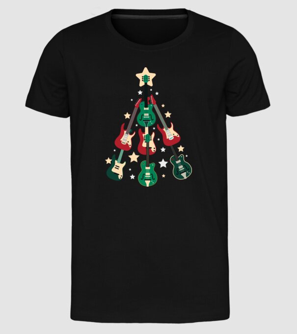 Pom de Crăciun Chitară model negru pe tricou