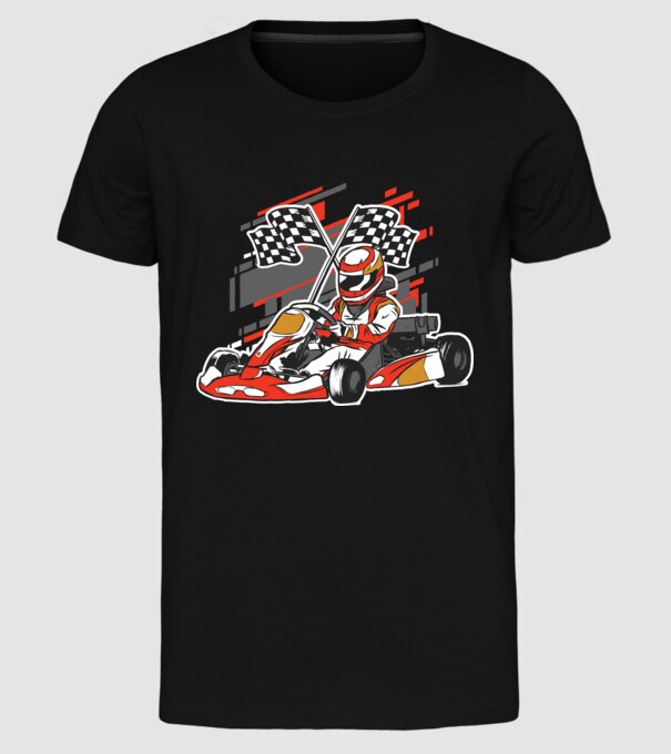 Gokart model negru pe tricou