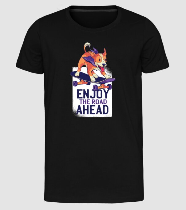 Câine Skateboarder model negru pe tricou