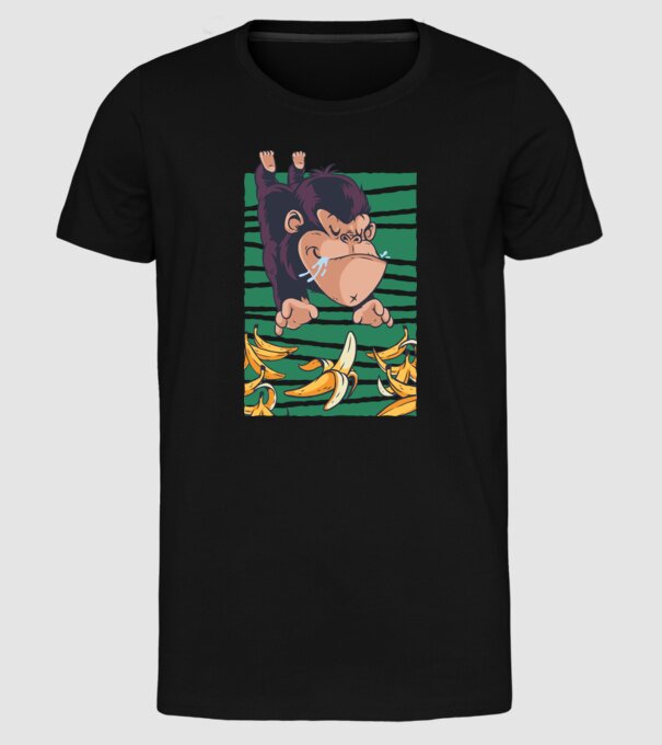 Gorilă Banană model negru pe tricou