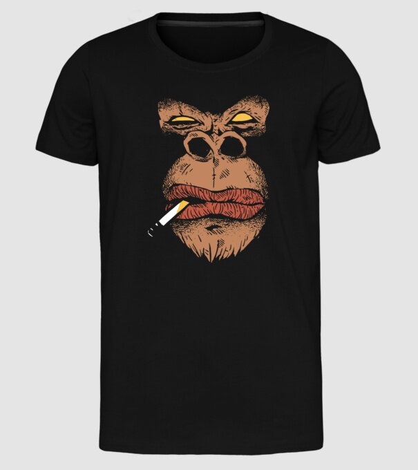 Cap de gorilă cu țigară model negru pe tricou