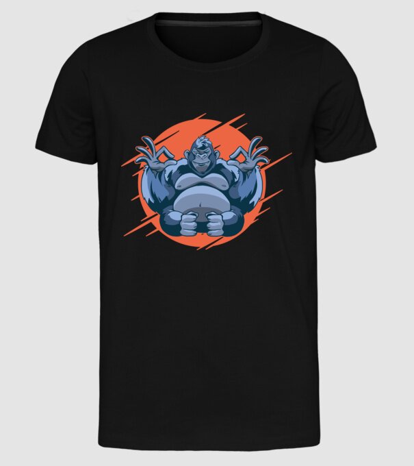 Gorilă Meditație model negru pe tricou