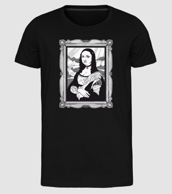 Mona Lisa gotică model negru pe tricou